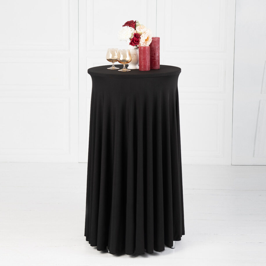 Your Magic Moment Round Cocktail Table Skirt Black Set of 2 Table Cloth for highboy Table Round Tablecloth Spandex Fitted Table Covers for 24 in Tables Small Corner Table Cover