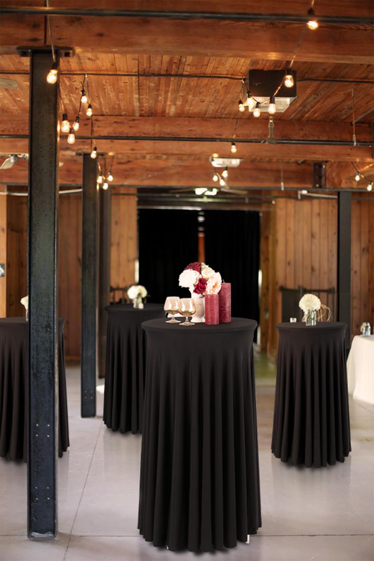 Your Magic Moment Round Cocktail Table Skirt Black Set of 2 Table Cloth for highboy Table Round Tablecloth Spandex Fitted Table Covers for 24 in Tables Small Corner Table Cover