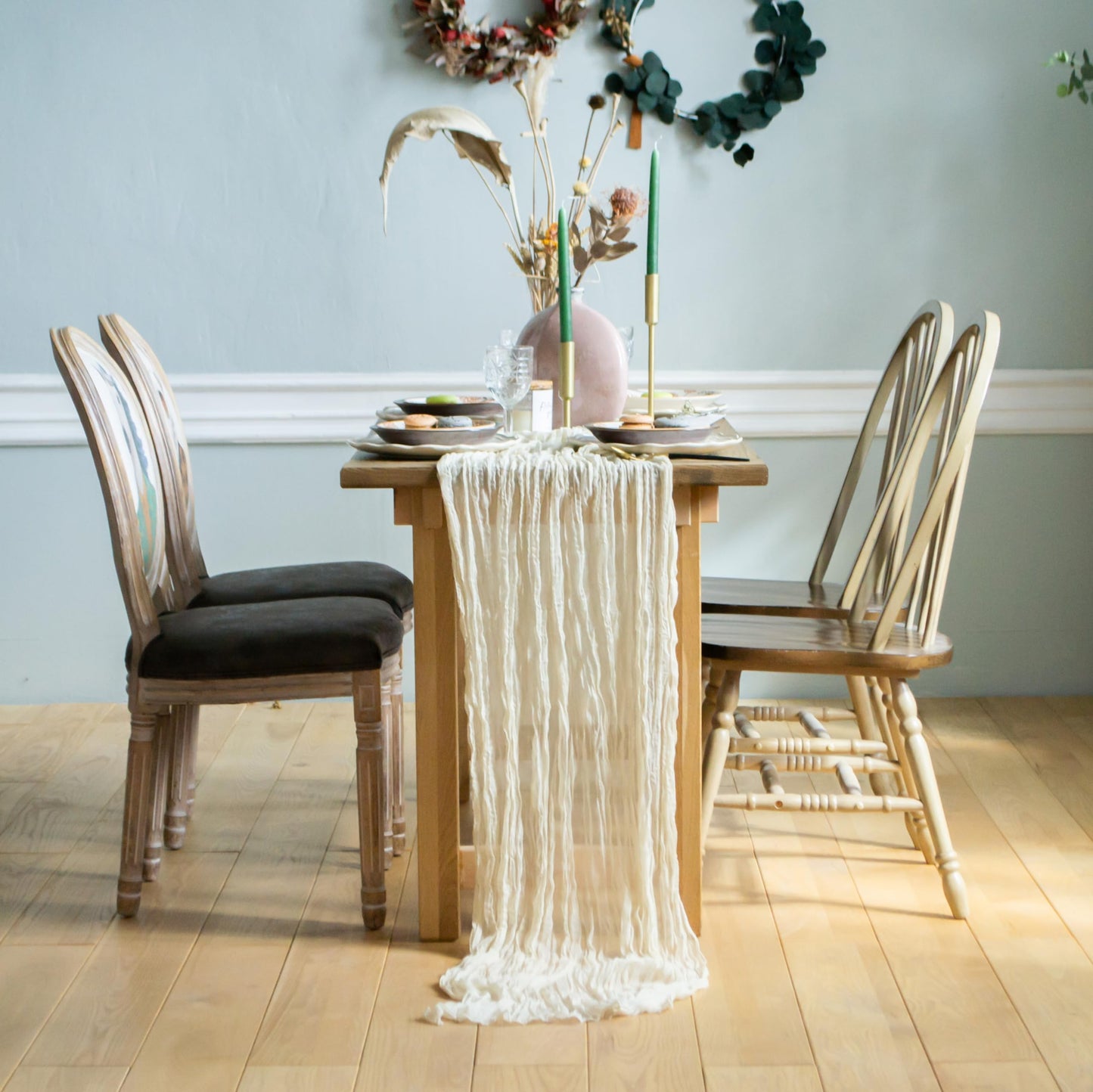 Ivory Cheesecloth Table Runner Set of 6 Runners 12 ft 142 in Long Each Cream Gauze Table for Wedding Table Baby Shower Decorations or Bridal Shower Decor Modern Table Runner Boho Table Decor