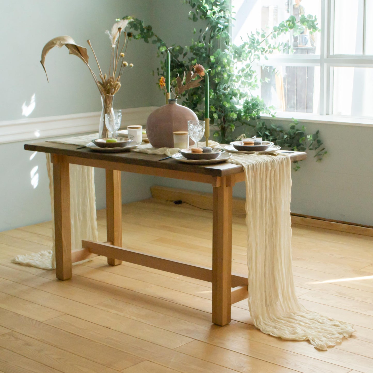 Ivory Cheesecloth Table Runner Set of 6 Runners 12 ft 142 in Long Each Cream Gauze Table for Wedding Table Baby Shower Decorations or Bridal Shower Decor Modern Table Runner Boho Table Decor