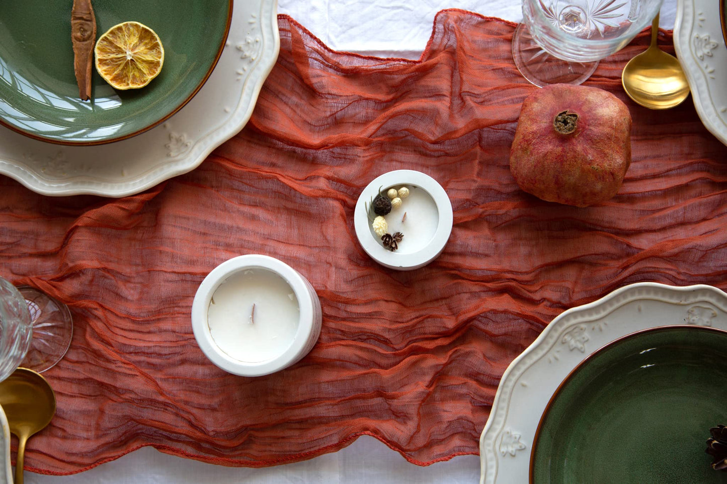 Terracotta Gauze Table Runner Set of 2 Bulk Cheesecloth Runner for Christmas Table Decor Rustic Table Runner 142 in for Boho Wedding Table Decoration Long Cheese Cloth Runner for Romantic Dinner