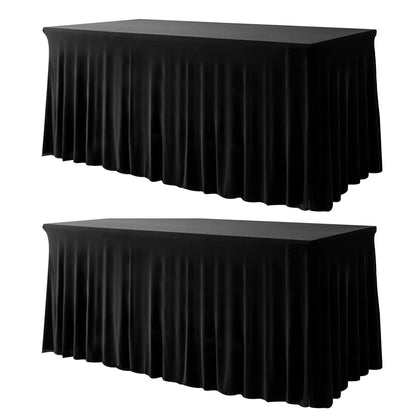 Your Magic Moment Table Skirt Set of 2 for Rectangle Tables 6 ft Black Table Cloth for Rectangle Table Black Table Cloth for 6 Foot Folding Tables Black Tablecloth Spandex Table Covers