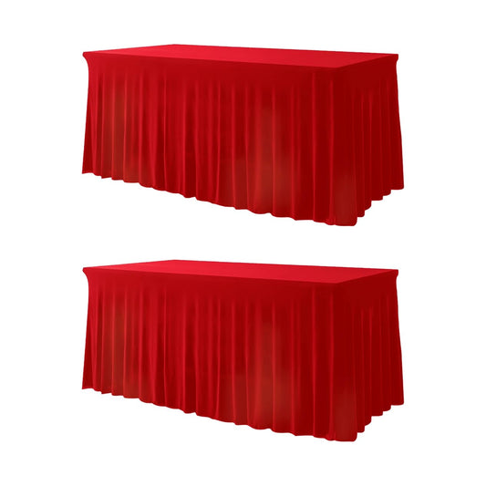 Red Table Cloth Rectangle Table Skirts - Spandex Table Covers 6 ft 2pcs Banquet Linen Tablecloth - Fourth of July Tablecloth Washable- Party Decorations Decor - Manteles de Mesa de Tela para Fiestas