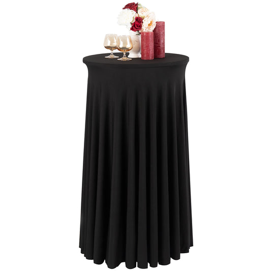 Your Magic Moment Round Cocktail Table Skirt Black Table Cloth for highboy Table Round Tablecloth Spandex Fitted Table Covers for 24 in Tables Small Corner Table Cover for high top Party Table