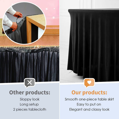 Your Magic Moment Table Skirt Set of 2 for Rectangle Tables 6 ft Black Table Cloth for Rectangle Table Black Table Cloth for 6 Foot Folding Tables Black Tablecloth Spandex Table Covers