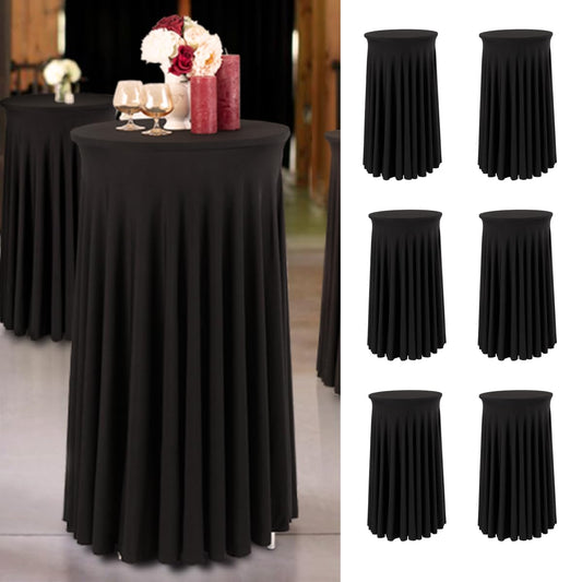 Your Magic Moment Round Cocktail Table Skirt Black Set of 6 Tablecloth for highboy Table Round Tablecloth Spandex Fitted Table Covers for 24 in Tables Small Corner Table Cover