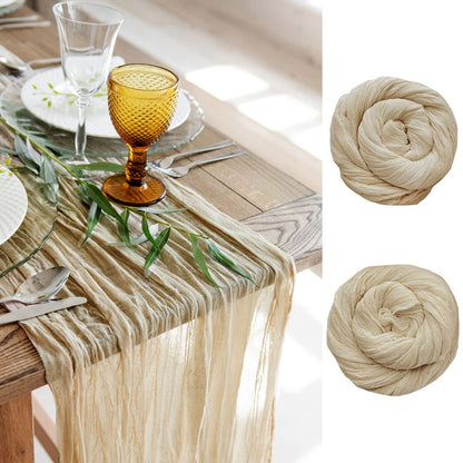 Gauze Table Runner Set of 2 12 ft 142 inches Long Each Cheesecloth Table Runner Party Table Runner for Bohemian Wedding Table Runner Baby Shower Decorations tan Cheese Cloth Gauze Fabric