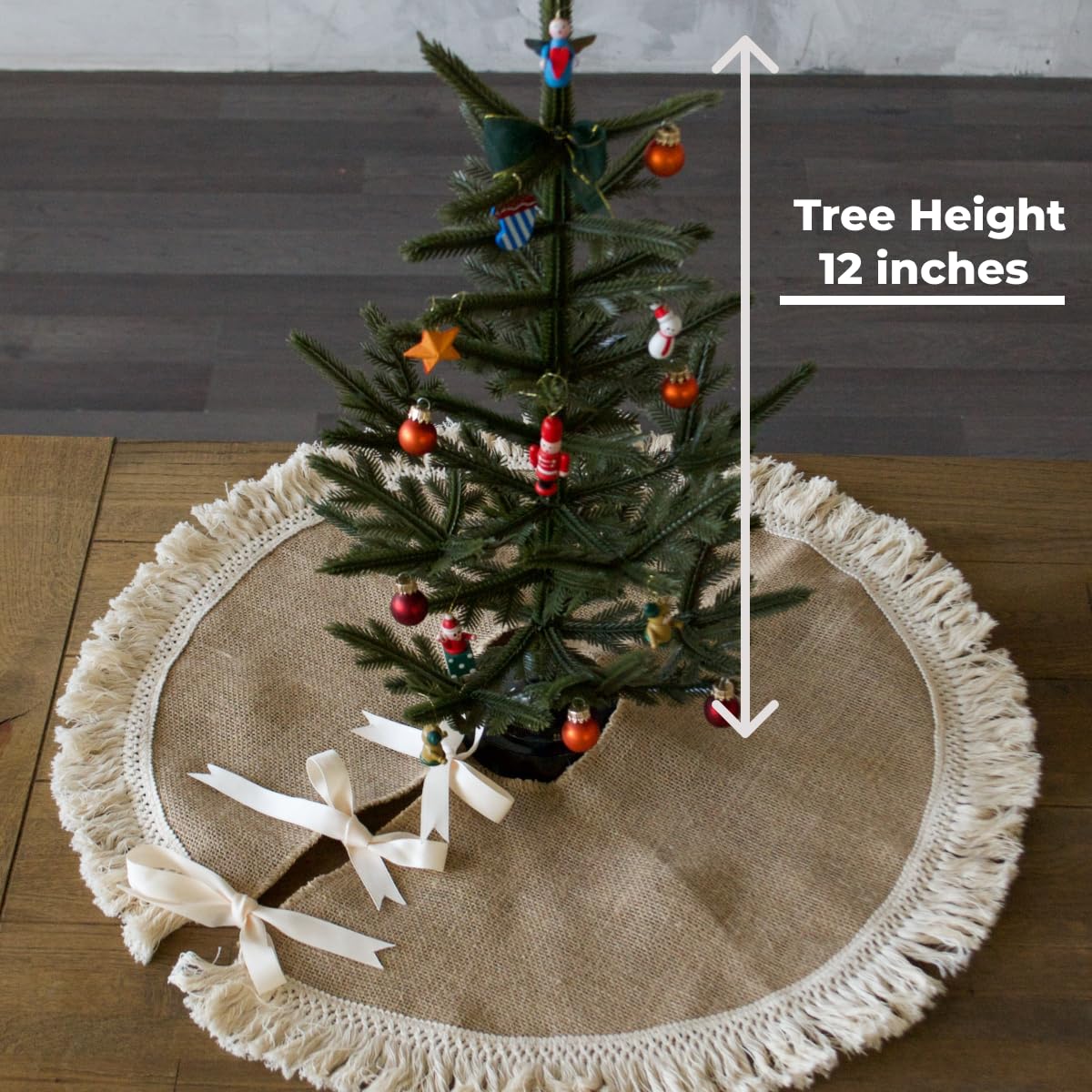 Small Christmas Tree Skirt 26 inch, Christmas Tree Collar, Burlap Tree Skirt, Christmas Tree Decorations, Mini Tree Skirt, Brown Farmhouse Christmas Ornaments (Small)