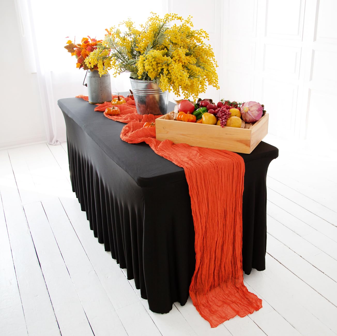 Thanksgiving Helloween Table Runner 12 ft Fall Table Runner Cheesecloth Orange Table Runner Fall Table Centerpieces Burnt Orange Runner Fall Table Decorations Gauze Fabric