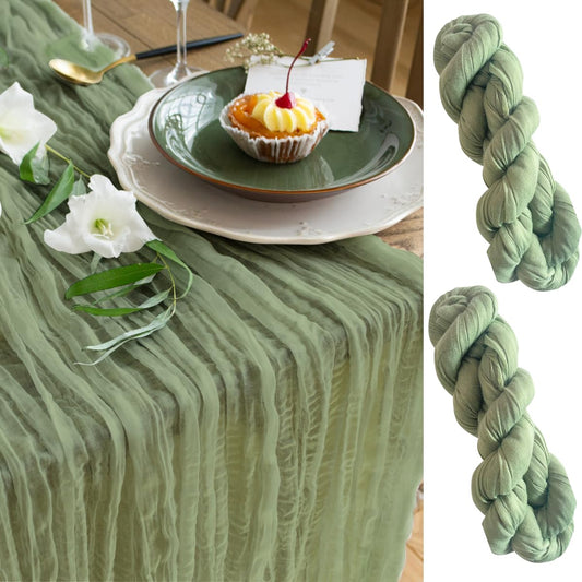 Gauze Table Runner Bulk sage Green Set of 2 Items, 12 ft Cheesecloth Runner for Table Rustic Table Runner 142 in for Boho Wedding Table Linen Cheesecloth Runner sage Green Party Decor