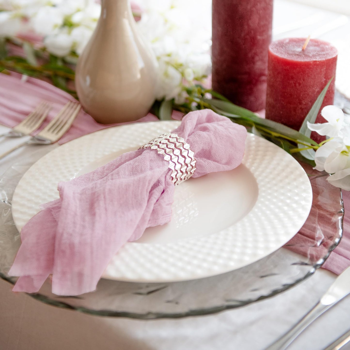 Light Pink Cheesecloth Table Runner Set of 2, 12 ft Cotton Gauze Runner Rustic Table Decorations, Cheese Cloth Fabric Bulk for Party Decor, Bohemian Table Runner Extra Long Boho Cheese Cloth (142 in)