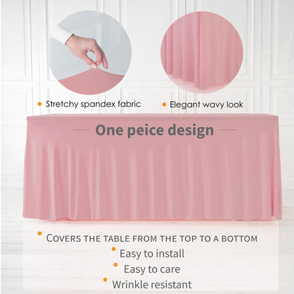 Your Magic Moment Dusty Pink Table Cloth Rectangle Table Skirts - Spandex Table Covers 6 ft 2pcs Banquet Linen Tablecloth - Green Party Decorations Decor - Manteles de Mesa de Tela para Fiestas