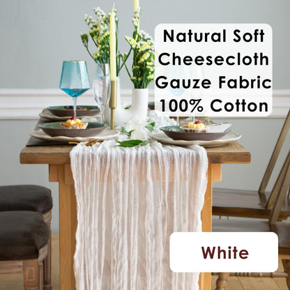 Your Magic Moment White Cheesecloth Table Runner Set of 2, 12 ft Cotton Gauze Runner Rustic Table Decorations, Cheese cloth Fabric Bulk for white party decor, bohemian table runner Extra Long (142 in)