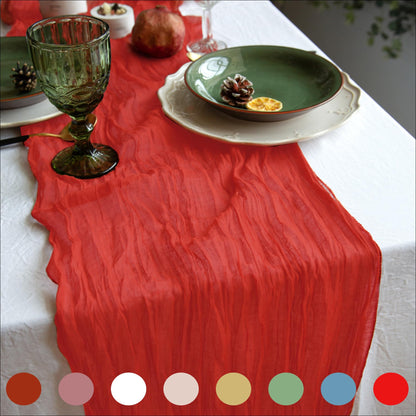 Red Table Runner Cheesecloth 142'' Rustic Gauze Runner Wedding Runner, Christmas Cheese Cloth Tablecloth, Gauze Cheesecloth Runner, Wedding Shower Decorations Rustic Theme Tablecloth…