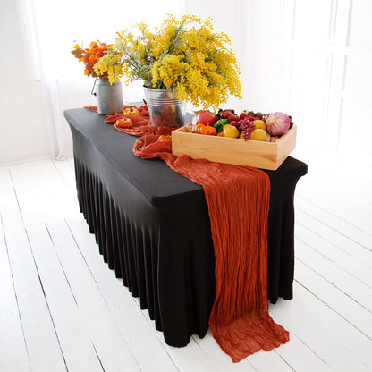 Terracotta Gauze Table Runner Set of 2 Bulk Cheesecloth Runner for Christmas Table Decor Rustic Table Runner 142 in for Boho Wedding Table Decoration Long Cheese Cloth Runner for Romantic Dinner