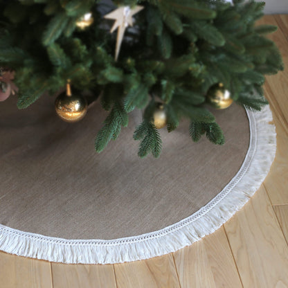 Your Magic Moment Christmas Tree Skirt 48', Burlap Christmas Tree Decorations, Christmas Tree Collar Boho Christmas Decor, Brown Christmas Ornaments (Large)