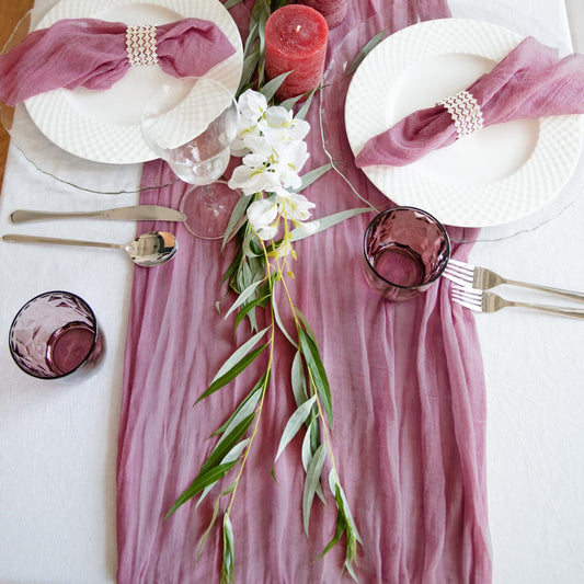 Dusty Pink Table Runner Cheesecloth 142 in 12 ft Rustic Gauze Runner Farmhouse Wedding Runner, Cheese Cloth Tablecloth, Gauze Cheese Cloth Runner, Wedding Shower Rustic Theme Tablecloth