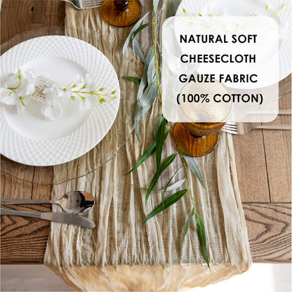 Gauze Table Runner Set of 2 12 ft 142 inches Long Each Cheesecloth Table Runner Party Table Runner for Bohemian Wedding Table Runner Baby Shower Decorations tan Cheese Cloth Gauze Fabric